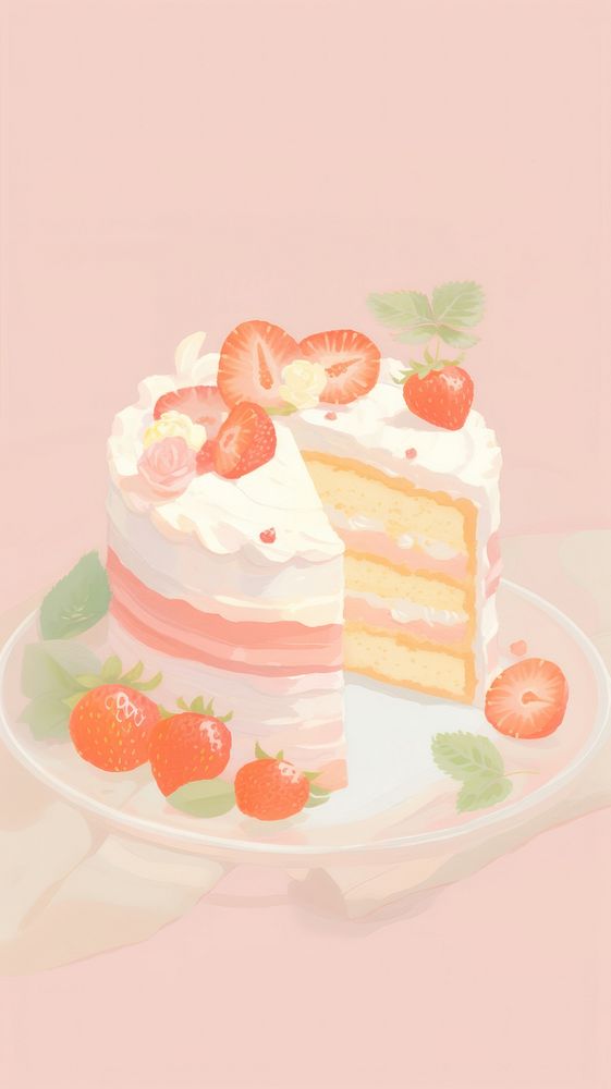  Cake dessert cream berry. AI generated Image by rawpixel.