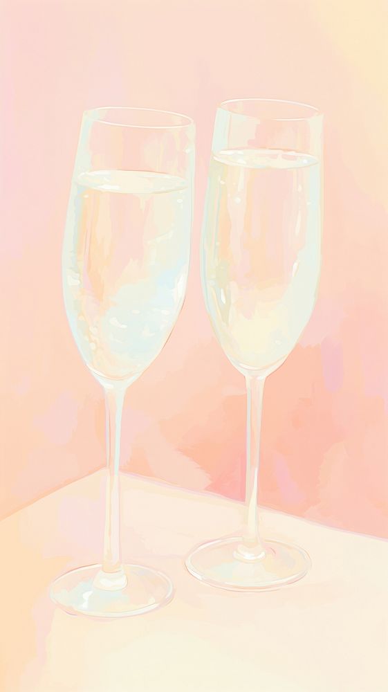  Champagne glasses sketch drink refreshment. AI generated Image by rawpixel.