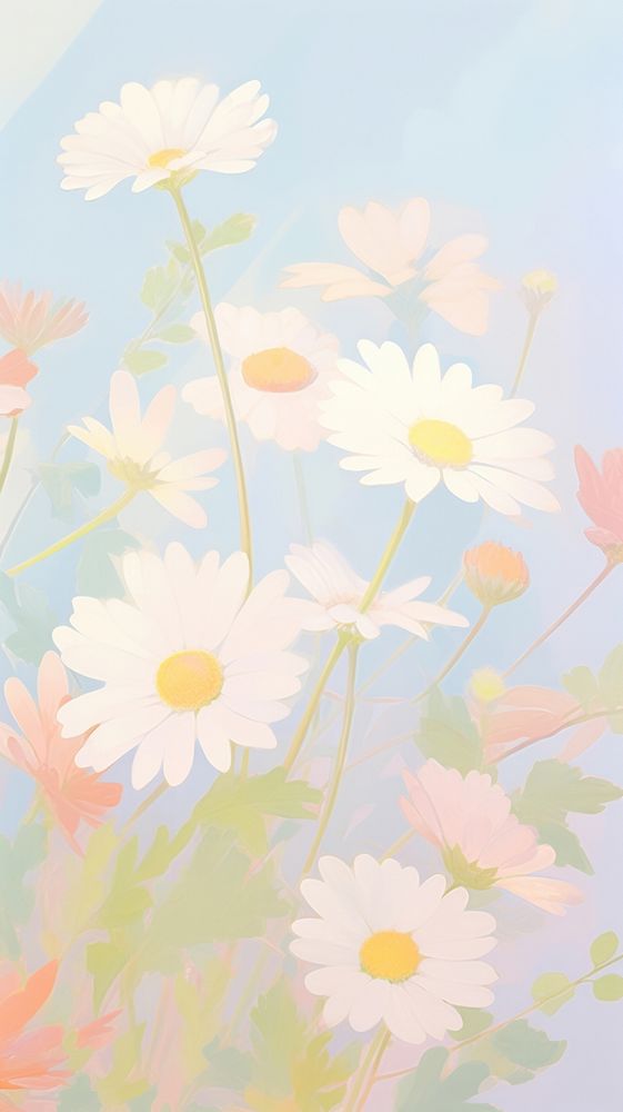  Daisies garden backgrounds painting flower. AI generated Image by rawpixel.