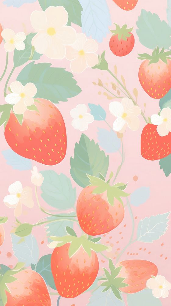  Strawberries backgrounds strawberry pattern. AI generated Image by rawpixel.