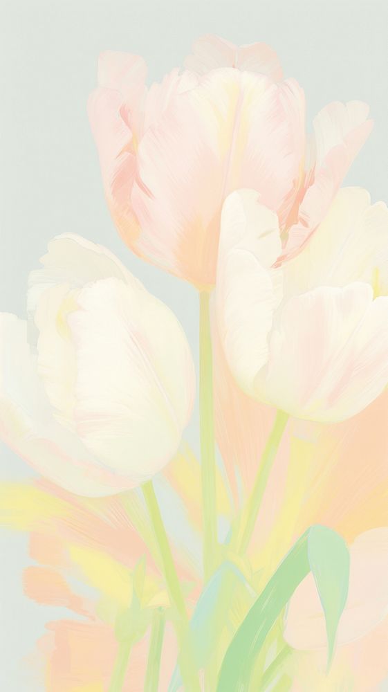  Tulip backgrounds painting flower. AI generated Image by rawpixel.