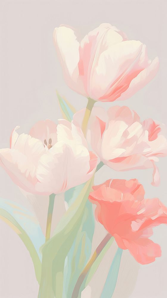  Tulip painting blossom flower. AI generated Image by rawpixel.