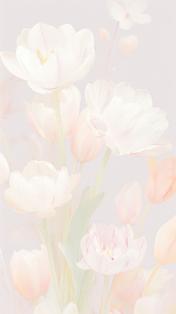  Tulips with white rabbits backgrounds blossom pattern. AI generated Image by rawpixel.