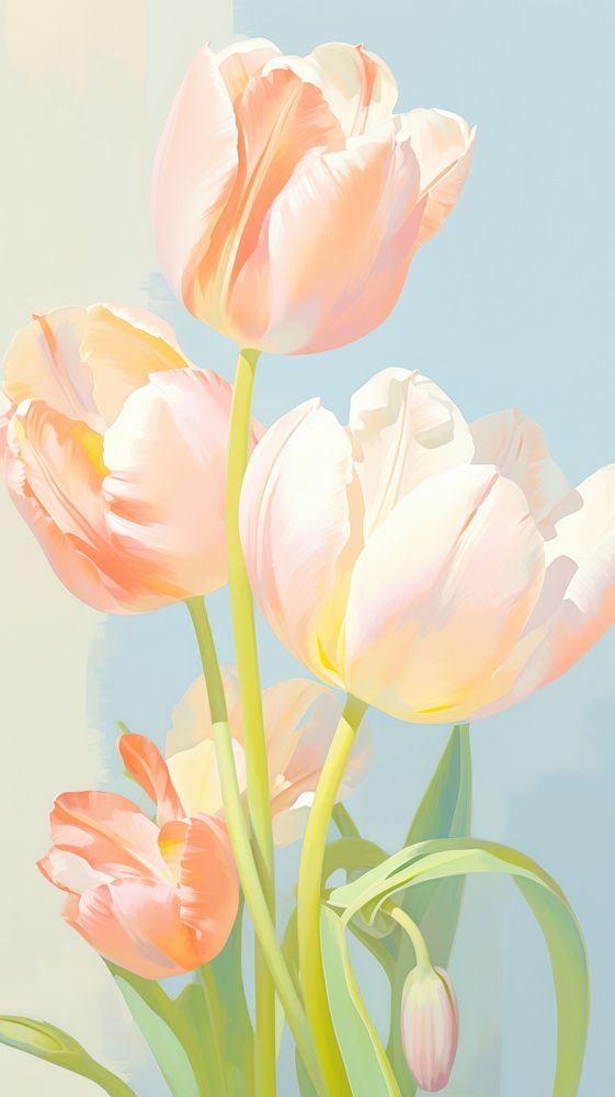  Tulips painting blossom flower. AI generated Image by rawpixel.