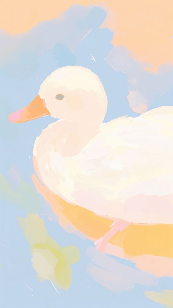  White duck with orange mouth outdoors drawing animal. AI generated Image by rawpixel.