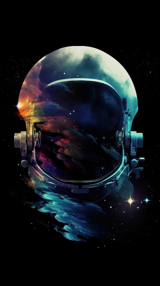  Galaxy illusion of astronaut face astronomy universe space. AI generated Image by rawpixel.