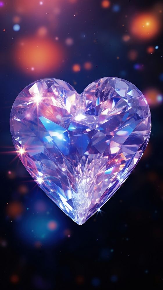  Heart shaped crystal gemstone glowing jewelry. AI generated Image by rawpixel.