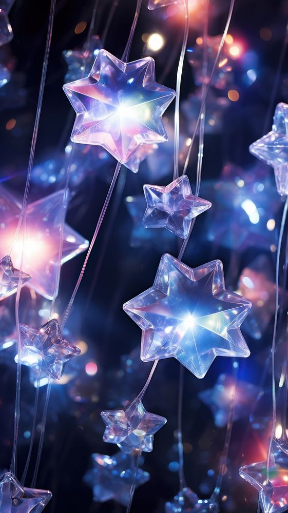  Star shaped crystal christmas glowing illuminated. AI generated Image by rawpixel.