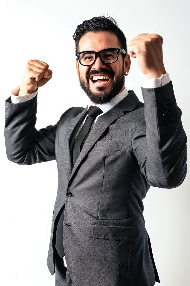 Mexican business man cheering portrait glasses smile. AI generated Image by rawpixel.