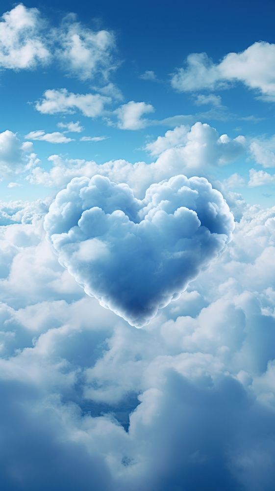  Heart shapes cloud sky backgrounds. AI generated Image by rawpixel.