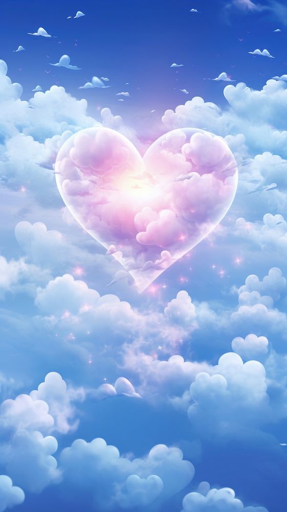  Heart shapes sky backgrounds outdoors. AI generated Image by rawpixel.