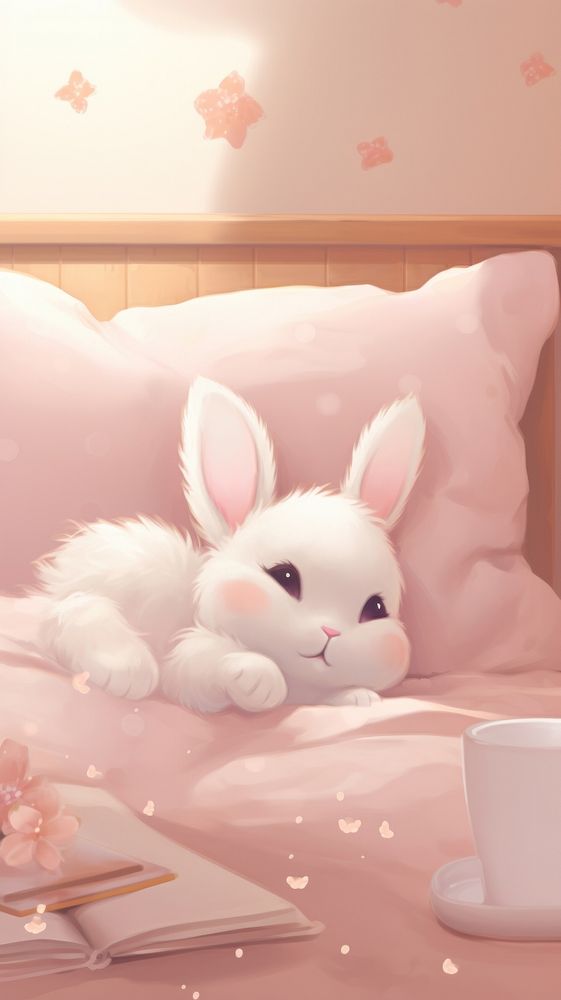  Bunny on the pillow furniture mammal animal. AI generated Image by rawpixel.