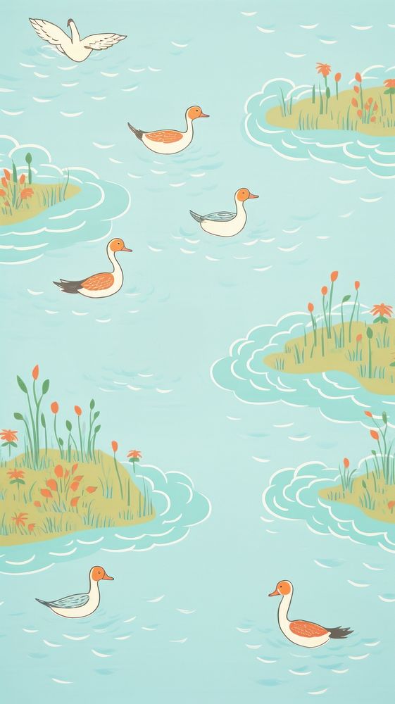  Ducks pattern animal bird. AI generated Image by rawpixel.