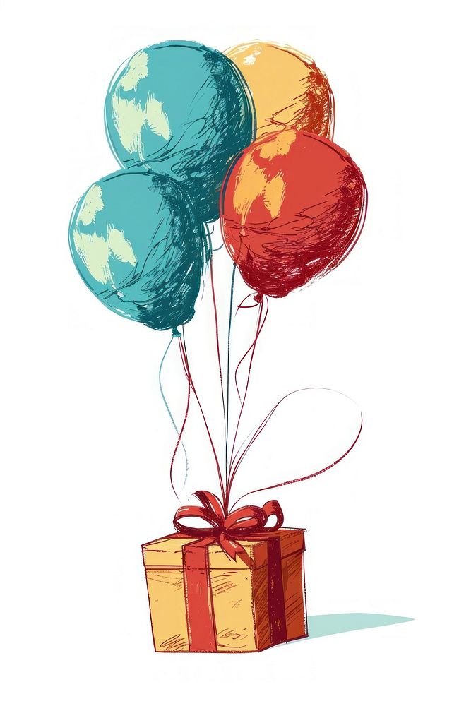 Present box and balloons celebration anniversary decoration. AI generated Image by rawpixel.