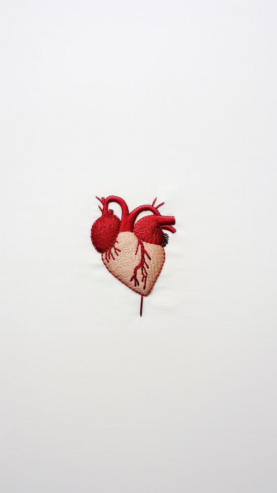  A heart in embroidery style bird creativity chicken. AI generated Image by rawpixel.