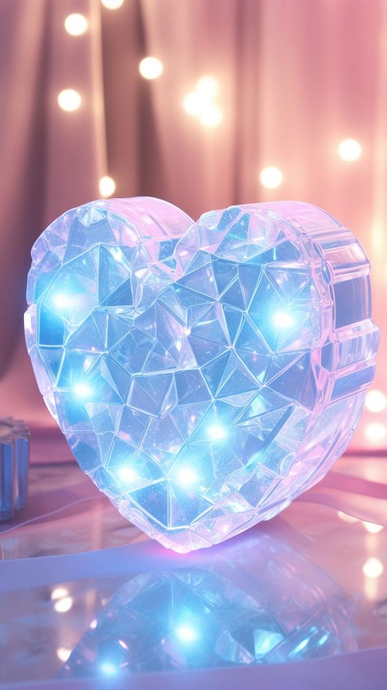  The heart wallpaper crystal blue illuminated. AI generated Image by rawpixel.