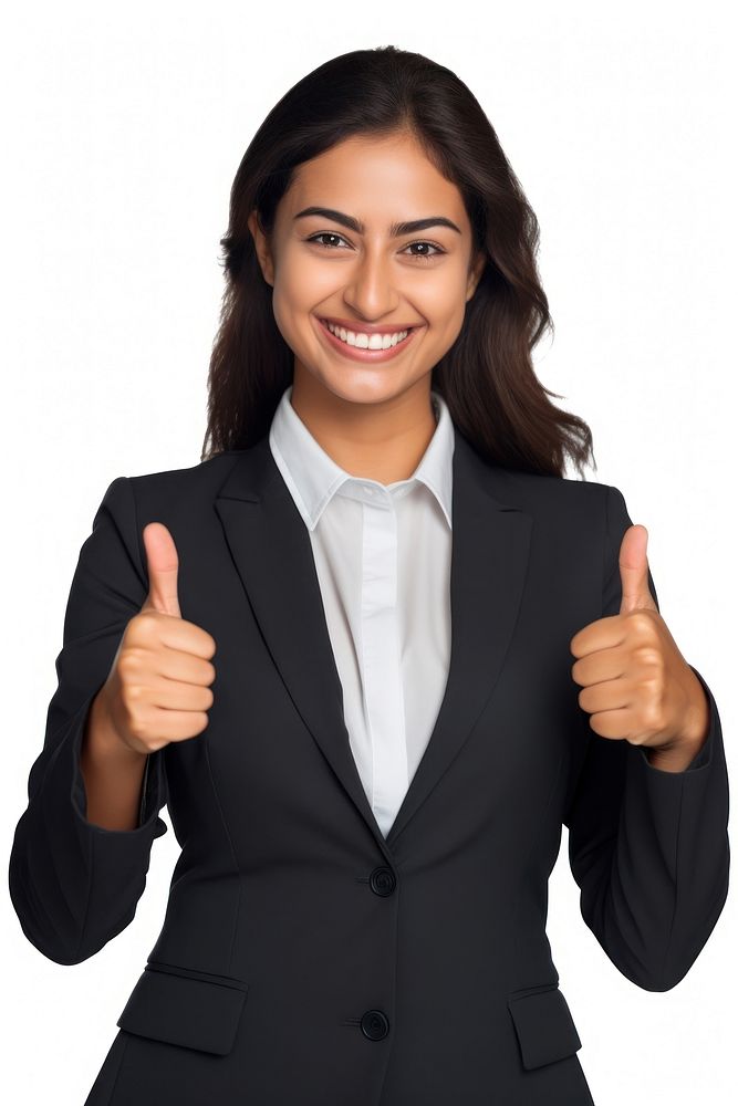 Mexican businesswoman showing thumbs up finger smile adult. AI generated Image by rawpixel.