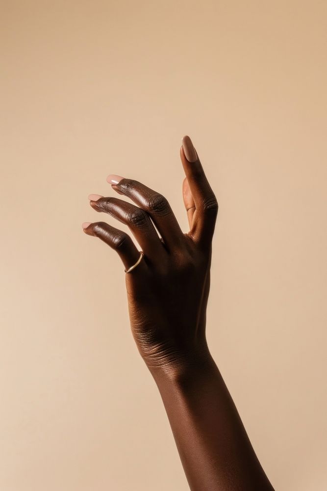 Neutral beige manicure nails hand fashion finger.