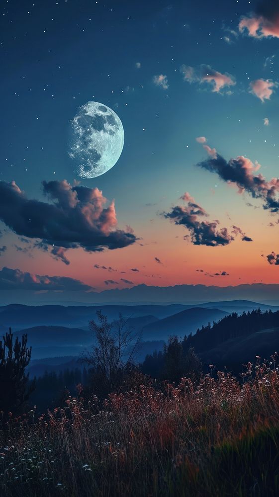  Heart shape moon astronomy outdoors scenery. AI generated Image by rawpixel.