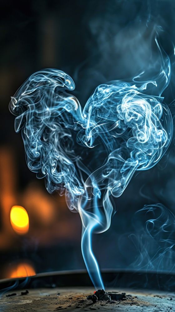  Heart shape smoke illuminated cigarette ethereal. AI generated Image by rawpixel.