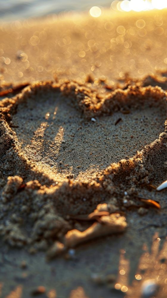  Heart shapes outdoors beach sand. AI generated Image by rawpixel.
