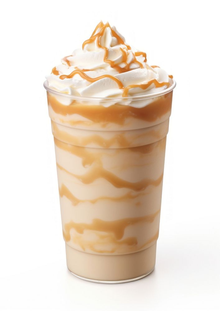 Caramel frappuccino dessert drink cream.
