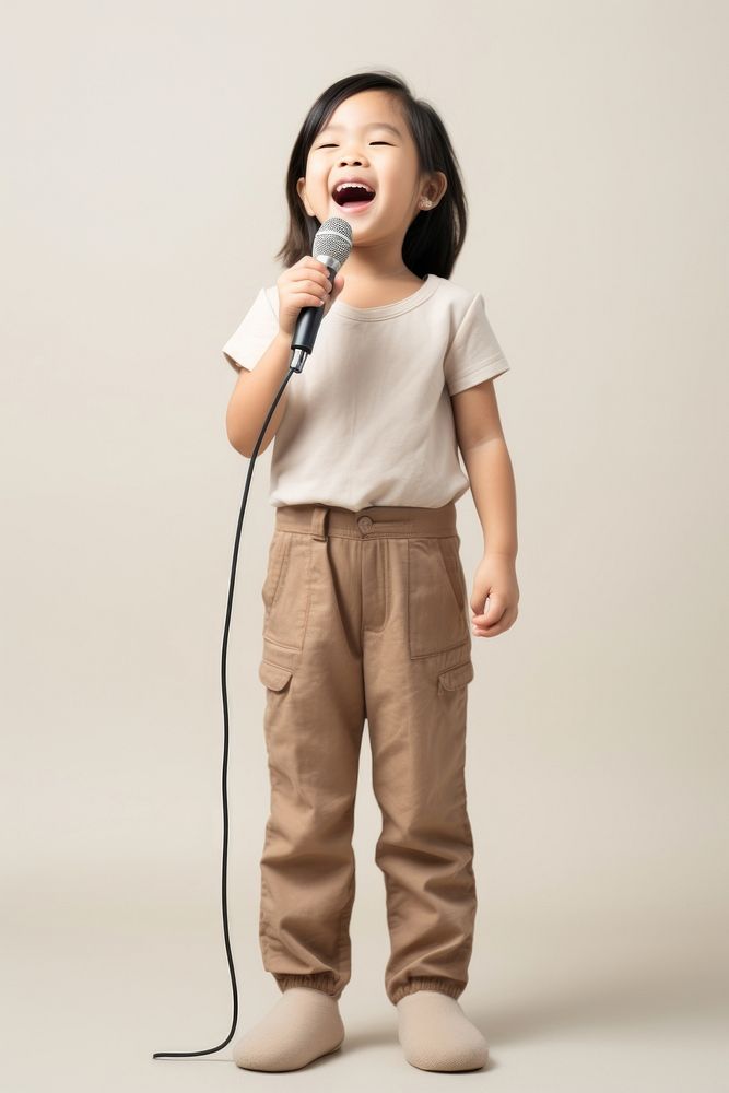 East asian little girl microphone face recreation.