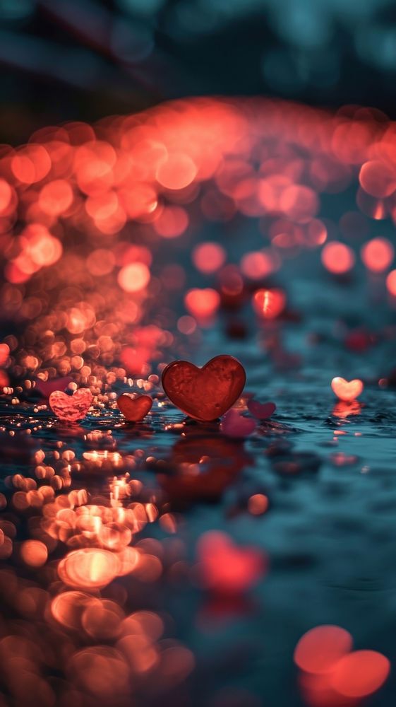  Heart bokeh backgrounds illuminated tranquility. AI generated Image by rawpixel.
