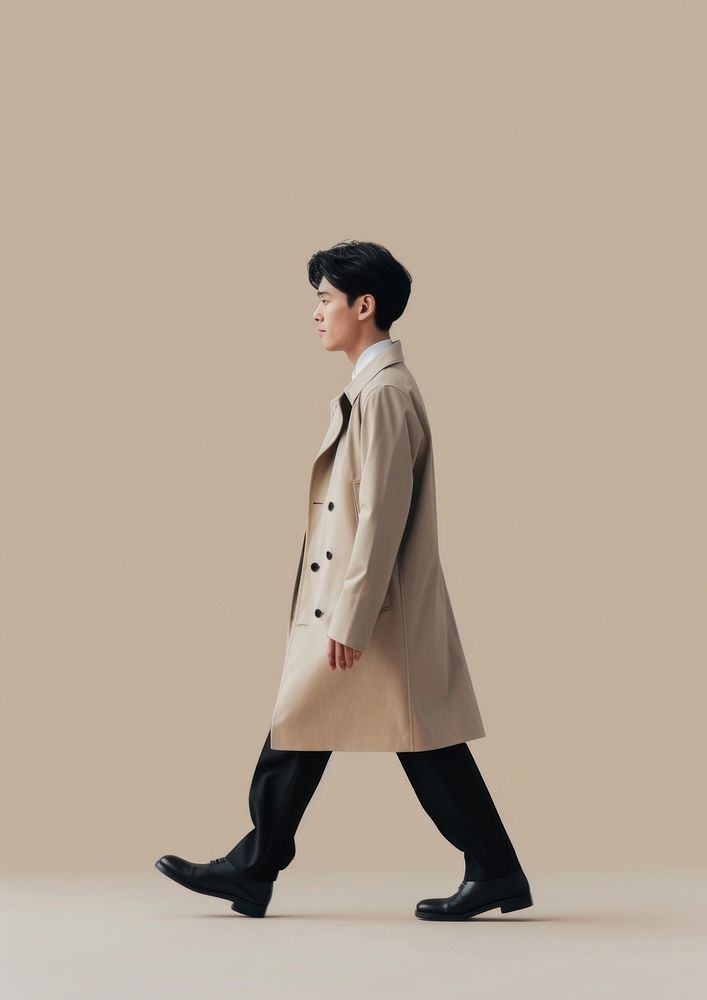 East Asian overcoat walking adult.
