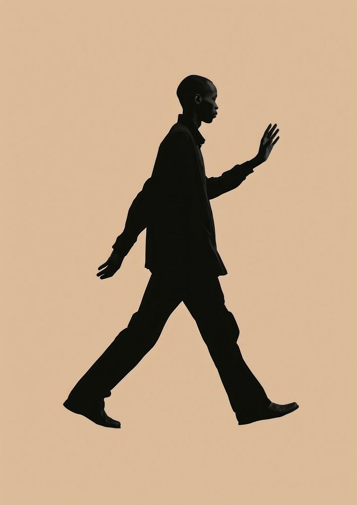 Person waving silhouette walking person.