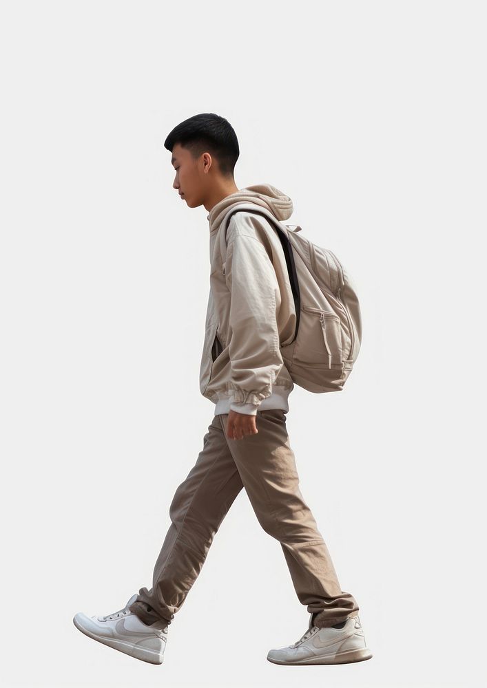 Southeast Asian walking footwear backpack.