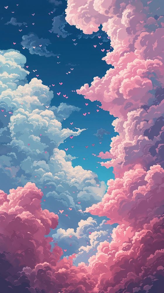  Heart shapes among the clouds outdoors nature sky. AI generated Image by rawpixel.
