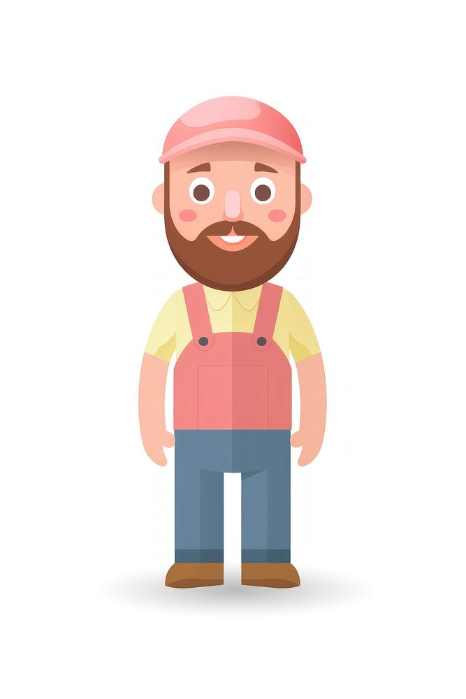  Farmer portrait cartoon white background. AI generated Image by rawpixel.