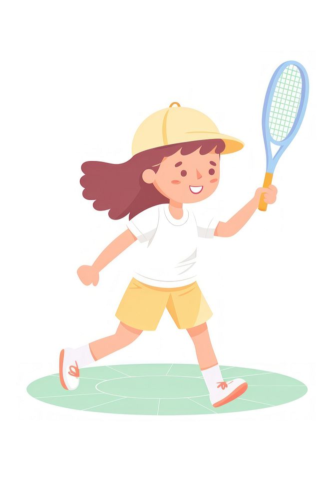  Girl playing tennis cartoon racket sports. AI generated Image by rawpixel.