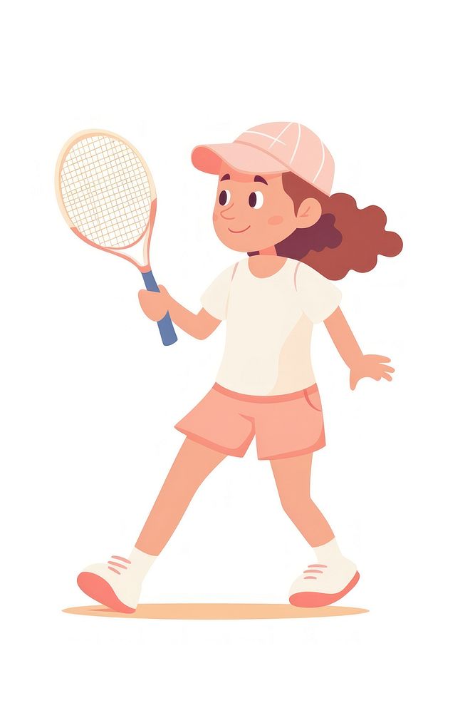  Girl playing tennis drawing cartoon sports. AI generated Image by rawpixel.