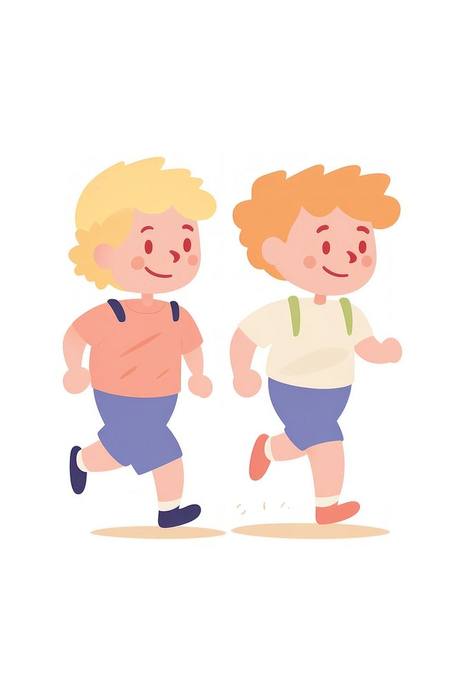  Happy kids walking footwear cartoon shorts. AI generated Image by rawpixel.