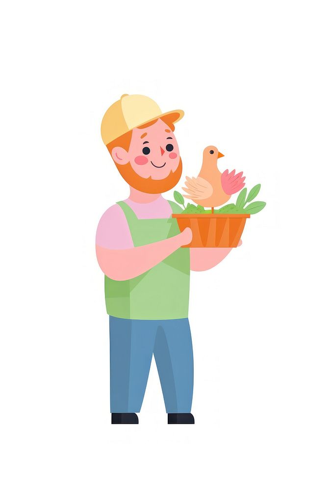  Male farmer holding veggies basket gardening cartoon head. AI generated Image by rawpixel.