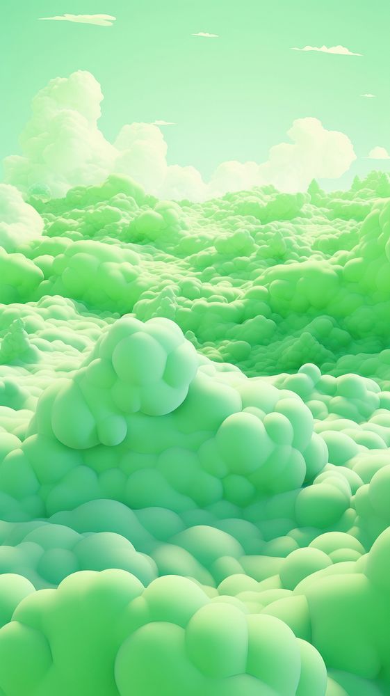  Green waves nature cloud sky. AI generated Image by rawpixel.