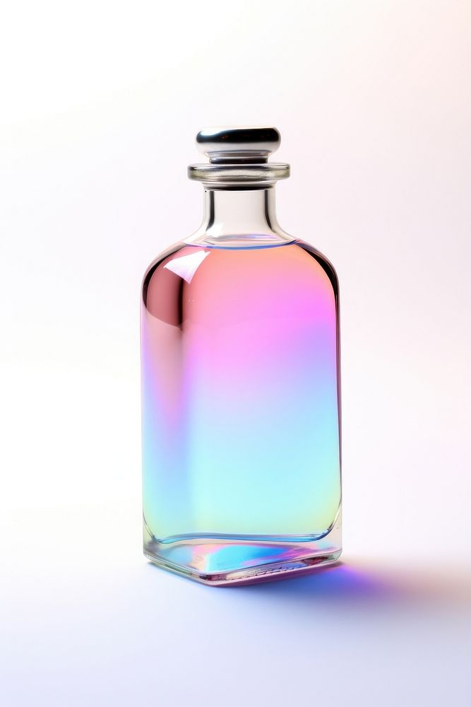 One bottle perfume glass white background.
