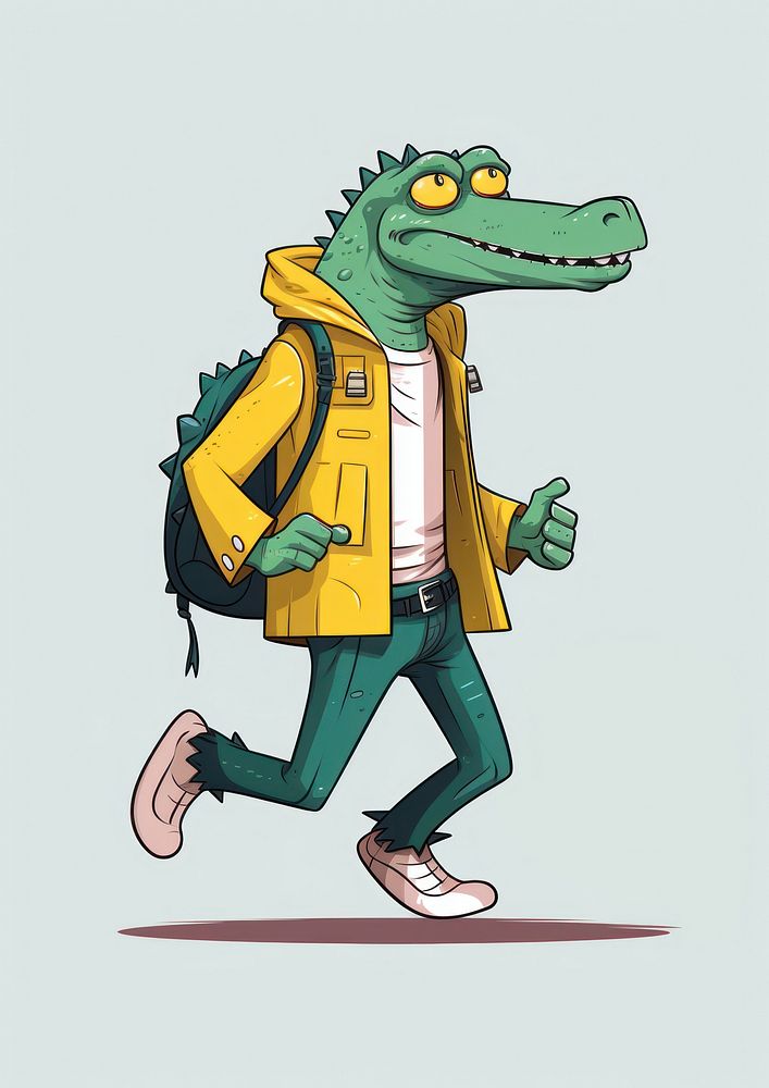 Crocodile animal walking cartoon. AI generated Image by rawpixel.