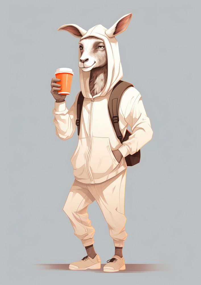 Goat holding coffee adult. AI generated Image by rawpixel.