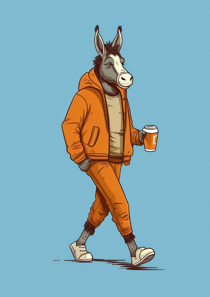 Donkey animal cartoon walking. AI generated Image by rawpixel.