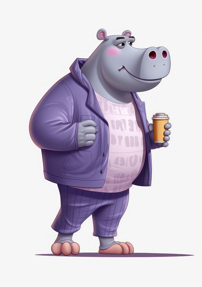 Hippo cartoon adult representation. AI generated Image by rawpixel.