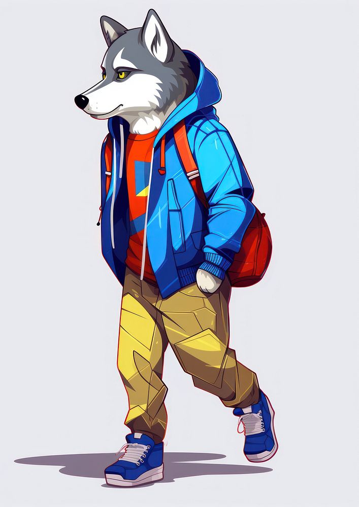 Husky footwear standing backpack. AI generated Image by rawpixel.