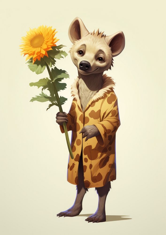 Hyena flower sunflower mammal. AI generated Image by rawpixel.