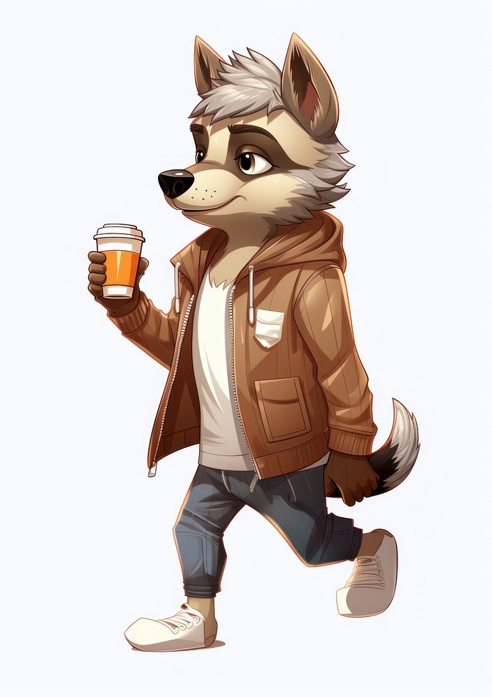 Wolf cup procyonidae refreshment. AI generated Image by rawpixel.