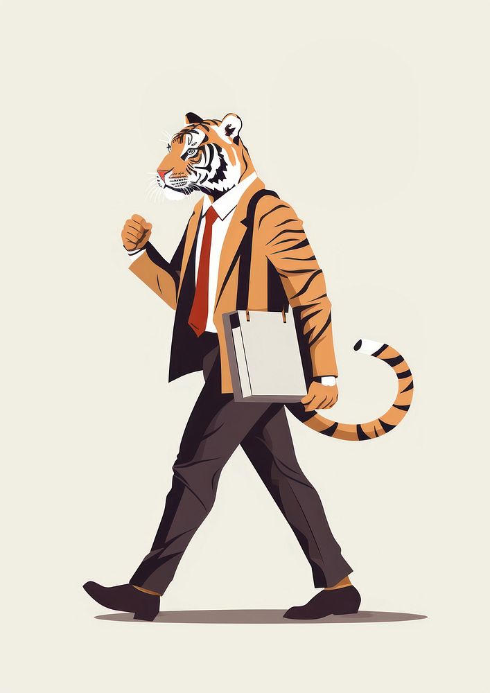 Tiger walking animal wildlife. AI generated Image by rawpixel.