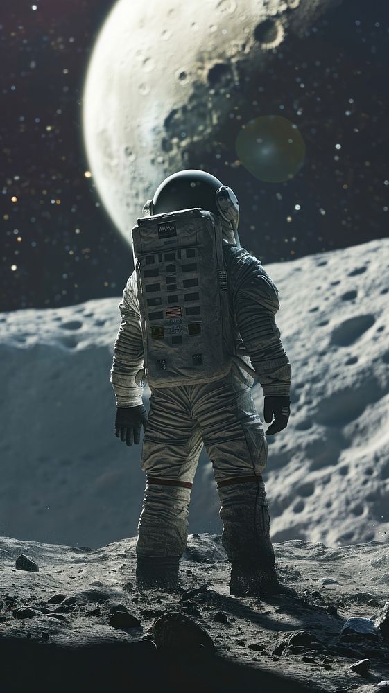  Astronaut in moon astronomy space adult. AI generated Image by rawpixel.