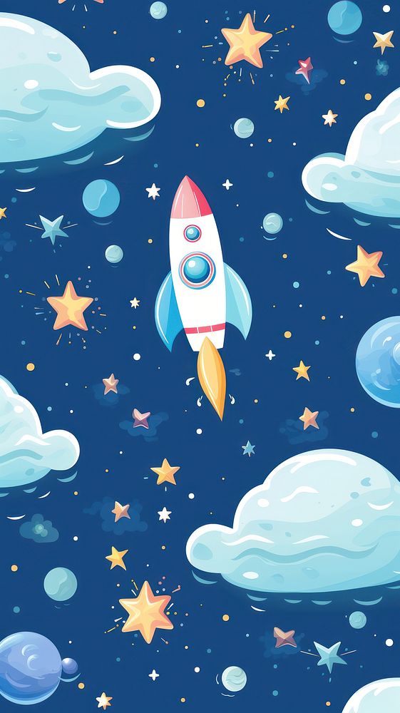  Rocket galaxy pattern outdoors cartoon backgrounds. AI generated Image by rawpixel.