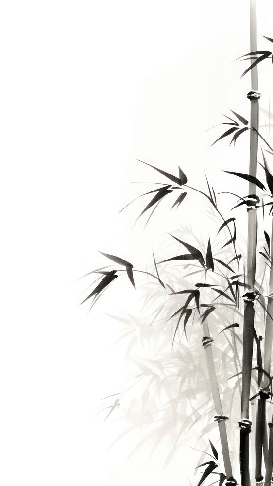 Bamboo plant monochrome outdoors.